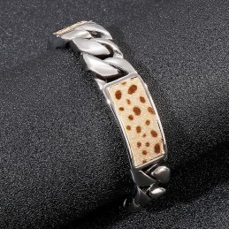 Bracciale In Titanio Con Bottone E Stampa Leopardata A Forma Di Fiore, Da Uomo, Con Gioielli Alla Moda Tide
