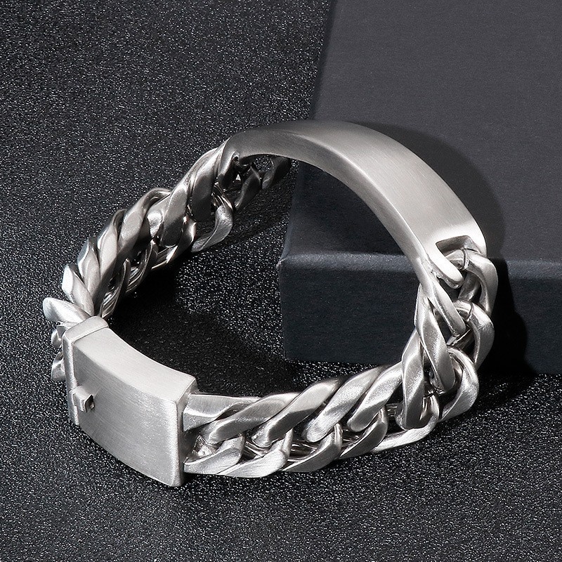 Bracciale Da Uomo In Titanio Con Faccia Di Sabbia, Stile Gotico Rock Chic Bracciale Da Uomo In Titanio Con Faccia Di Sabbia, Stile Gotico Rock Chic