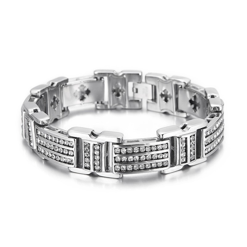 Braccialetti Da Uomo In Titanio Alla Moda Con Diamanti Braccialetti Da Uomo In Titanio Alla Moda Con Diamanti