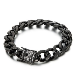 Bracciale Con Catena Da Motociclista E Fibbia A Forma Di Barba Di Drago Con Diamanti