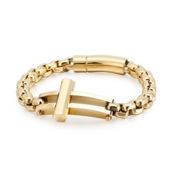 Bracciale A Catena In Titanio Con Croce Quadrata Per Uomo