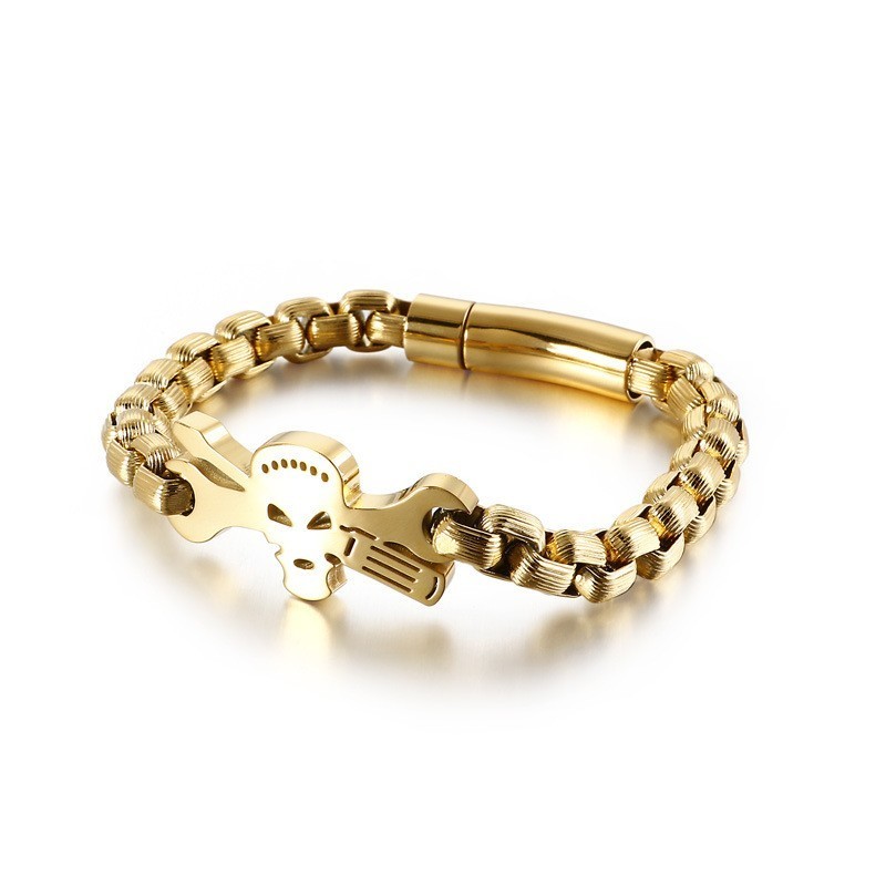 Bracciale Da Uomo Con Teschio In Titanio Bracciale Da Uomo Con Teschio In Titanio
