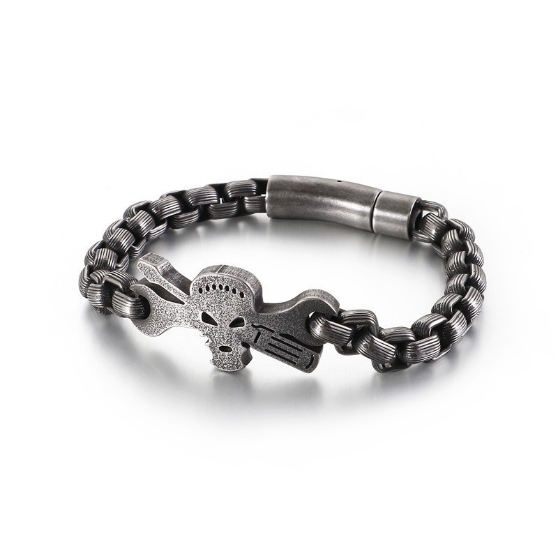 Bracciale Da Uomo Con Teschio In Titanio Bracciale Da Uomo Con Teschio In Titanio