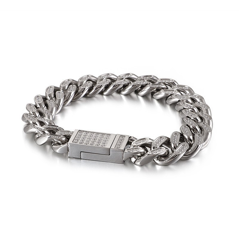Braccialetti Hip-Hop Da Uomo In Titanio Con Diamanti Braccialetti Hip-Hop Da Uomo In Titanio Con Diamanti
