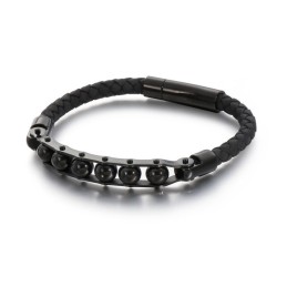 Braccialetti In Pelle Intrecciata Con Perline Rotonde Alla Moda Da Uomo