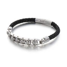 Braccialetti In Pelle Intrecciata Con Perline Rotonde Alla Moda Da Uomo