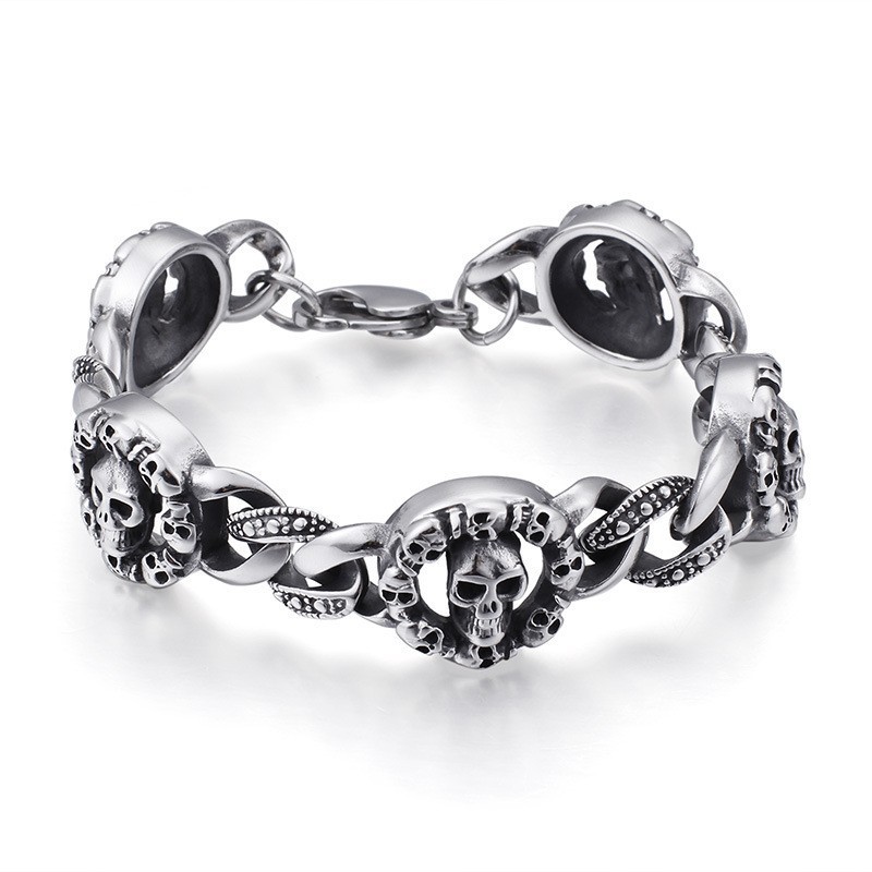 Bracciale Alla Moda In Titanio Con Teschio Per Uomo Bracciale Alla Moda In Titanio Con Teschio Per Uomo