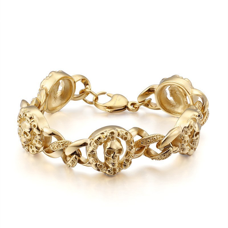 Bracciale Alla Moda In Titanio Con Teschio Per Uomo Bracciale Alla Moda In Titanio Con Teschio Per Uomo