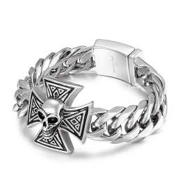 Bracciale Con Teschio E Croce Da Uomo