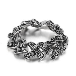 Bracciale Stereoscopico Da Uomo In Titanio Con Teschio Pesante E Fantastico