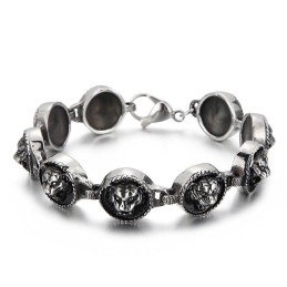 Bracciale Rotondo In Titanio Con Testa Di Tigre In Stile Hip-Hop Per Uomo