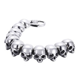 Bracciale Da Uomo In Titanio Con Teschio E Ossa Incrociate, Alla Moda E Alla Moda