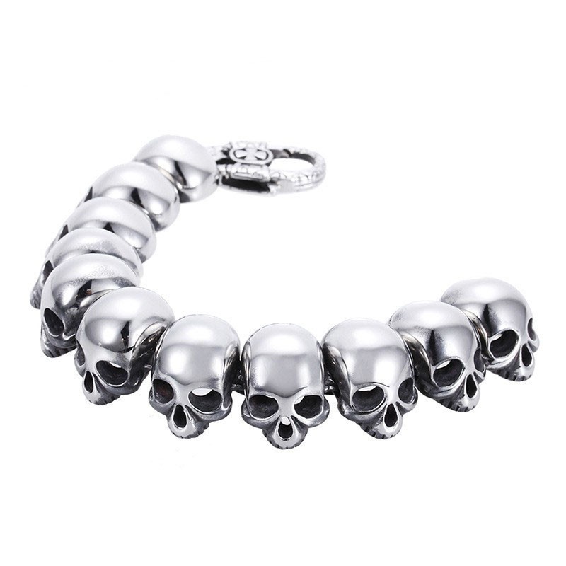 Bracciale Da Uomo In Titanio Con Teschio E Ossa Incrociate, Alla Moda E Alla Moda Bracciale Da Uomo In Titanio Con Teschio E Ossa Incrociate, Alla Moda E Alla Moda