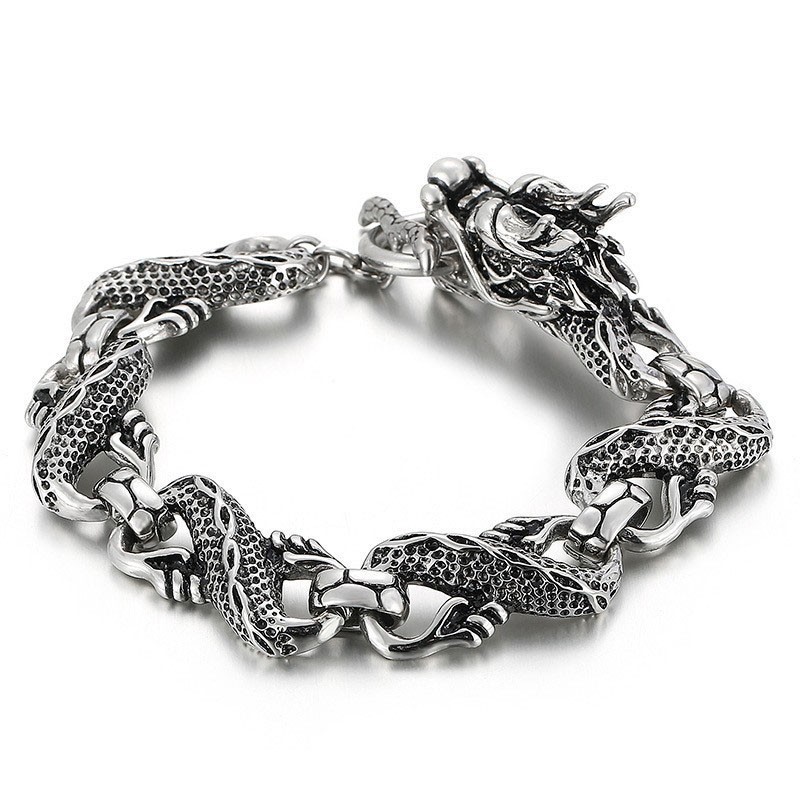 Bracciale Da Uomo In Titanio Con Drago Bracciale Da Uomo In Titanio Con Drago