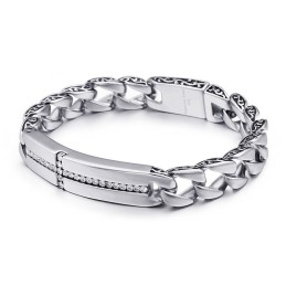 Bracciale Con Croce In Titanio E Diamanti Per Uomo, Gioielli Vintage In Titanio