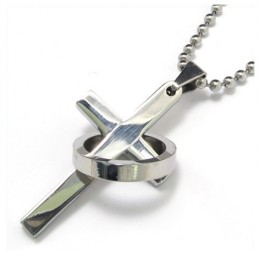 Collana Con Ciondolo A Croce In Titanio Puro Da Uomo (Nuova)