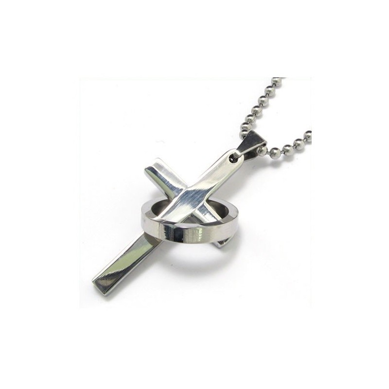 Collana Con Ciondolo A Croce In Titanio Puro Da Uomo (Nuova) Collana Con Ciondolo A Croce In Titanio Puro Da Uomo (Nuova)