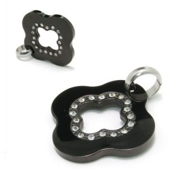 Collana Con Ciondolo In Titanio Nero E Diamanti, Regalo Di Moda