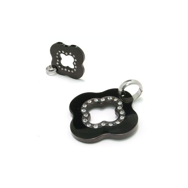 Collana Con Ciondolo In Titanio Nero E Diamanti, Regalo Di Moda Collana Con Ciondolo In Titanio Nero E Diamanti, Regalo Di Moda