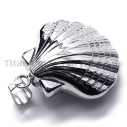Ciondolo In Titanio Con Design A Conchiglia - Catena Gratuita