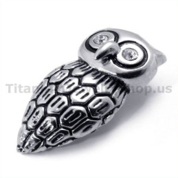 Ciondolo Gufo In Titanio Con Diamante - Catena Gratuita