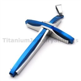 Ciondolo In Titanio Con Croce Blu - Catena Gratuita