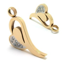 Collana Con Ciondolo A Forma Di Cuore In Titanio E Oro Con Diamanti