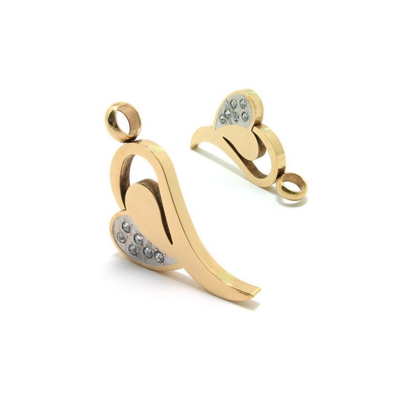 Collana Con Ciondolo A Forma Di Cuore In Titanio E Oro Con Diamanti Collana Con Ciondolo A Forma Di Cuore In Titanio E Oro Con Diamanti