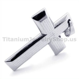 Ciondolo A Croce In Titanio Color Argento - Catena Gratuita