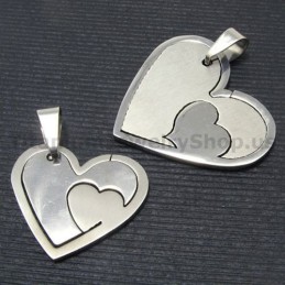 Set Coordinato Di Pendenti In Titanio A Forma Di Cuore Per Amanti - Catene Gratuite