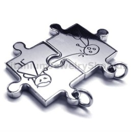 Ciondoli In Titanio A Forma Di Puzzle Con Ciondolo "Love" - Catene Gratuite