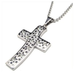 Collana Con Ciondolo A Croce In Titanio E Diamanti Per Uomo