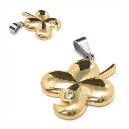 Collana Con Ciondolo In Titanio Con Fiore Dorato Alla Moda