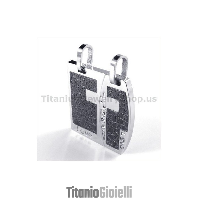 Ciondoli Lovers In Titanio Nero Con Catene Senza Diamanti