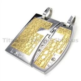Ciondoli Love Gloden Titanium Lovers Con Catene Senza Diamanti