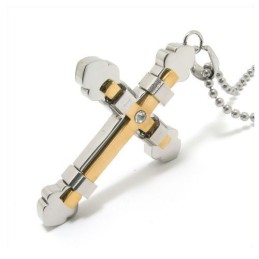 Collana Con Ciondolo A Croce In Titanio Puro Da Uomo (Nuova)