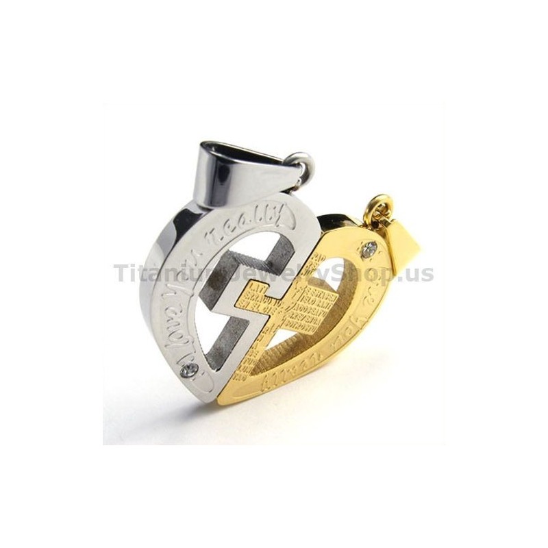 Ti Amo Davvero, Pendenti In Titanio Dorato Con Catene Senza Diamanti Ti Amo Davvero, Pendenti In Titanio Dorato Con Catene Senza Diamanti