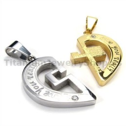 Ti Amo Davvero, Pendenti In Titanio Dorato Con Catene Senza Diamanti