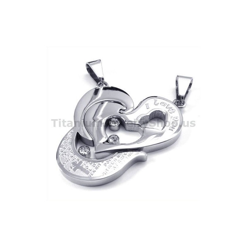 Ciondoli In Titanio Con Ciondolo A Forma Di Cuore E Croce Con Catene Senza Diamanti Ciondoli In Titanio Con Ciondolo A Forma Di Cuore E Croce Con Catene Senza Diamanti