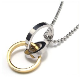 Collana Con Ciondolo A Tre Anelli In Titanio Puro Da Uomo (Nuovo)