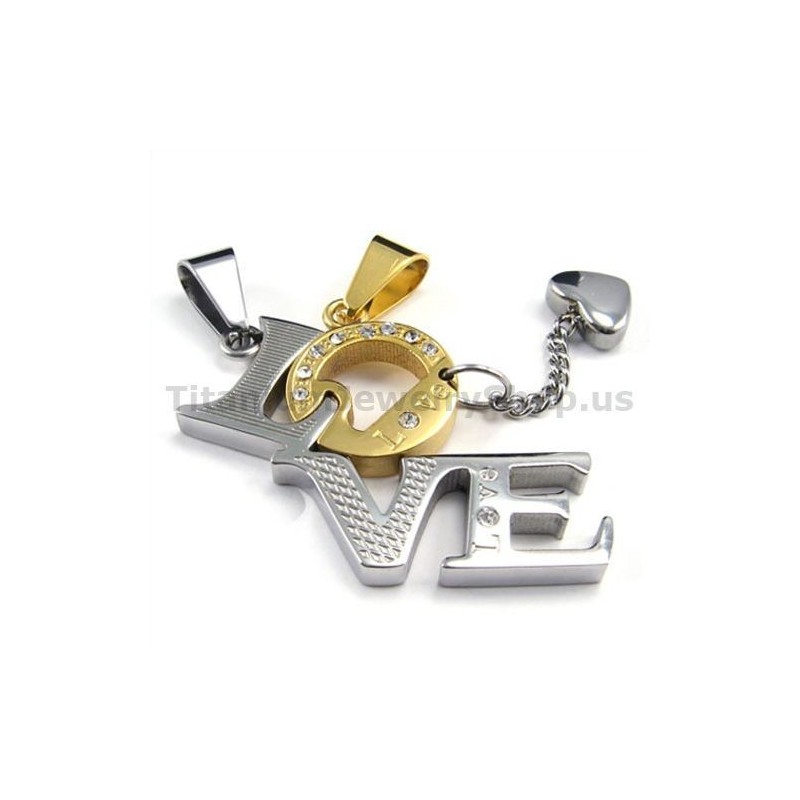 Ciondoli Love Titanium Lovers Dorati Con Catene Senza Diamanti Ciondoli Love Titanium Lovers Dorati Con Catene Senza Diamanti