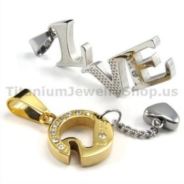 Ciondoli Love Titanium Lovers Dorati Con Catene Senza Diamanti