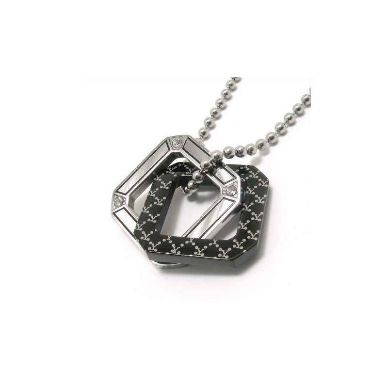 Collana Con Ciondolo In Titanio Con Due Quadrati Alla Moda Collana Con Ciondolo In Titanio Con Due Quadrati Alla Moda
