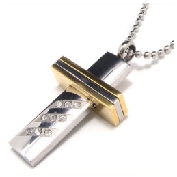 Collana Con Ciondolo A Croce In Titanio Puro Da Uomo (Nuova)