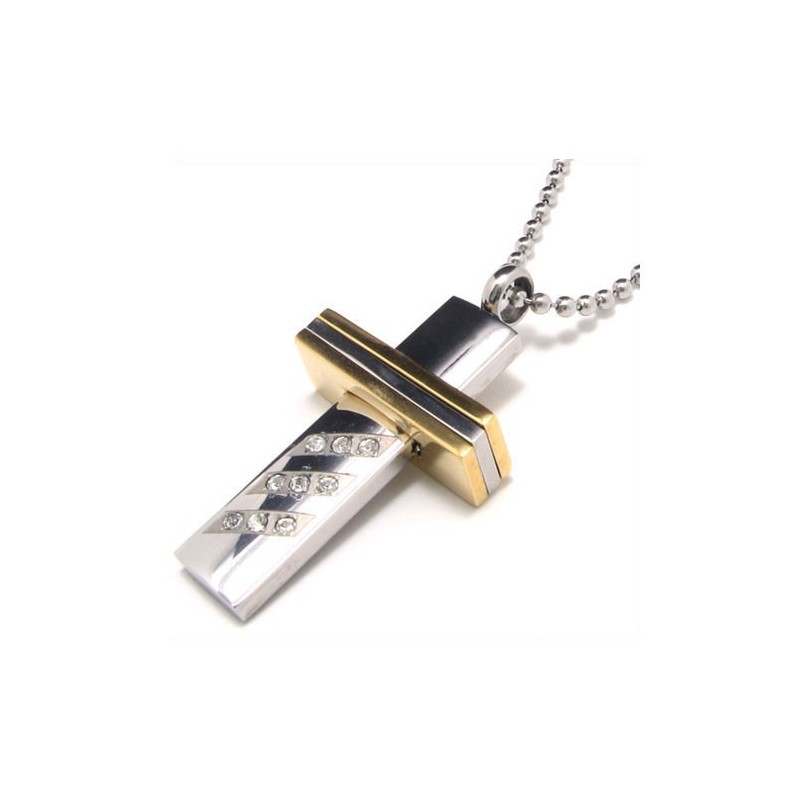 Collana Con Ciondolo A Croce In Titanio Puro Da Uomo (Nuova) Collana Con Ciondolo A Croce In Titanio Puro Da Uomo (Nuova)