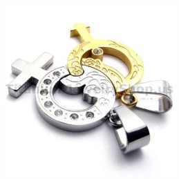 Ciondoli Dorati Titanium Lovers Con Catene Senza Diamanti