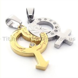 Ciondoli Dorati Titanium Lovers Con Catene Senza Diamanti