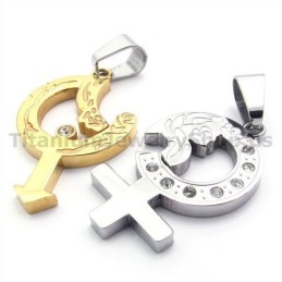 Ciondoli Dorati Titanium Lovers Con Catene Senza Diamanti
