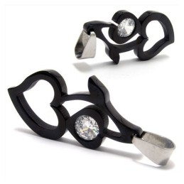 Collana Con Ciondolo A Forma Di Cuore In Titanio E Diamanti