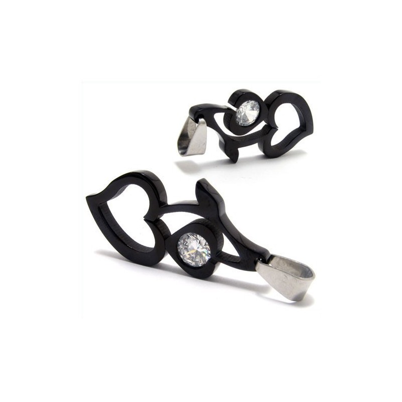 Collana Con Ciondolo A Forma Di Cuore In Titanio E Diamanti Collana Con Ciondolo A Forma Di Cuore In Titanio E Diamanti
